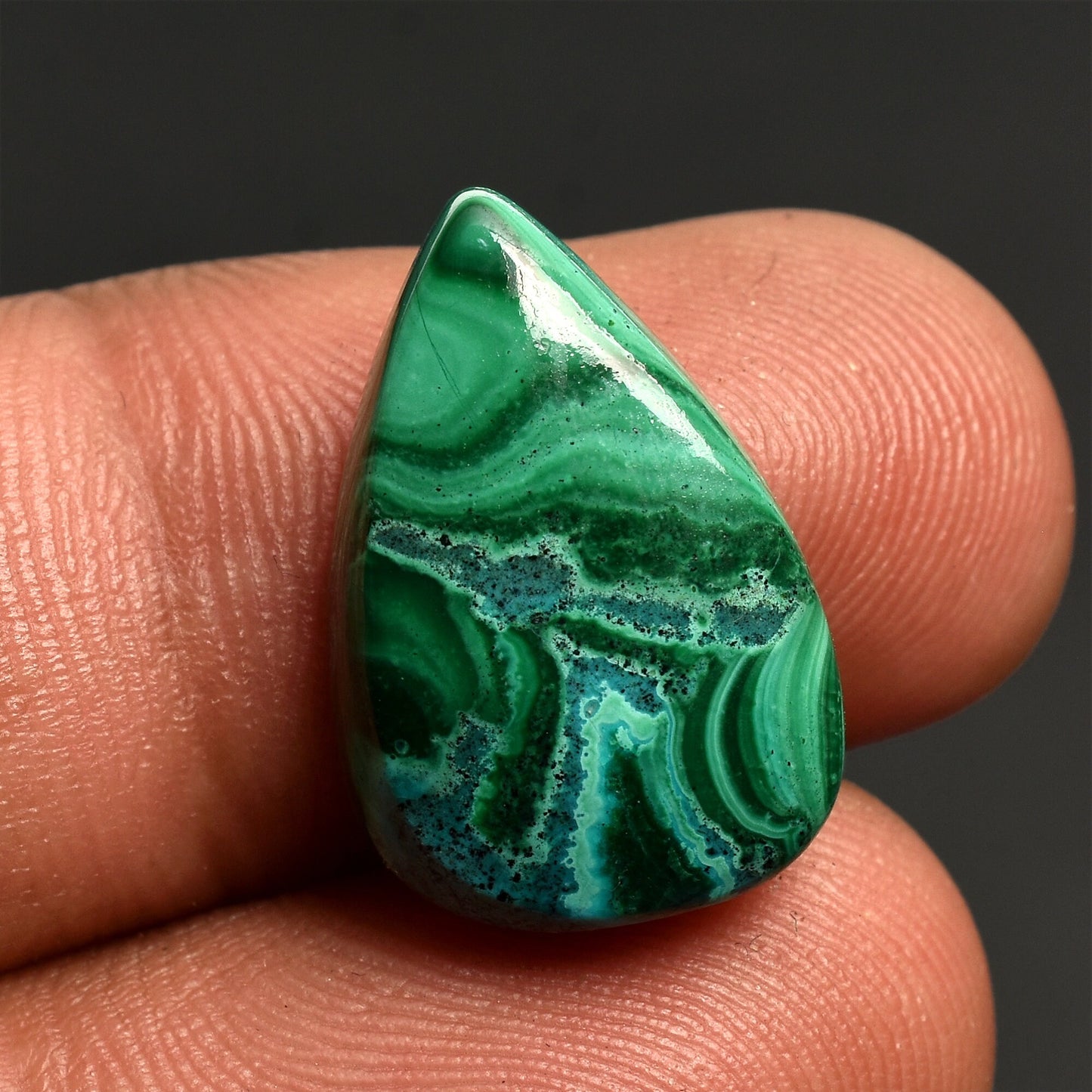 Green Malachite Azurite Smooth Gemstone - Designer Healing Crystal for Gifts