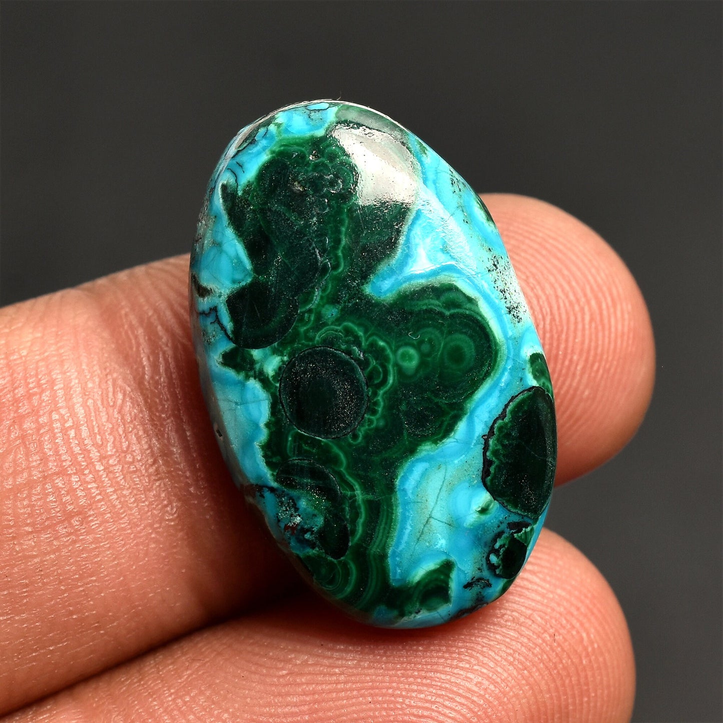 Green Malachite Azurite Smooth Gemstone - Designer Healing Crystal for Gifts