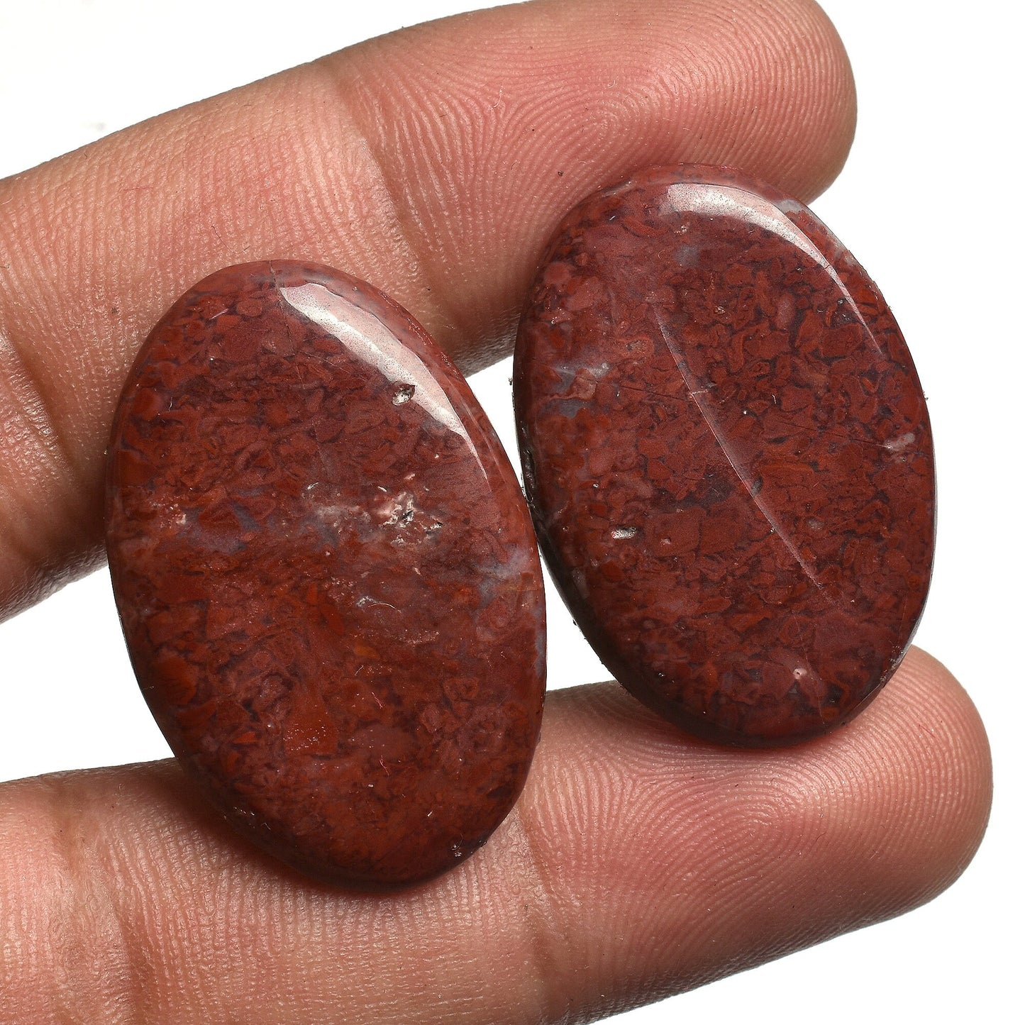 Natural Multi Jasper Gemstone Pairs - Fancy Matched Cabochons for Earrings