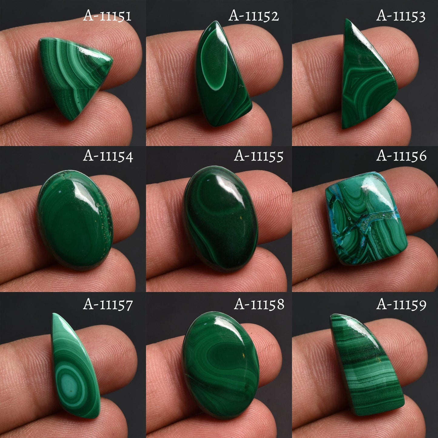 100% Natural Malachite Gemstone - Designer Loose Small Cabochon