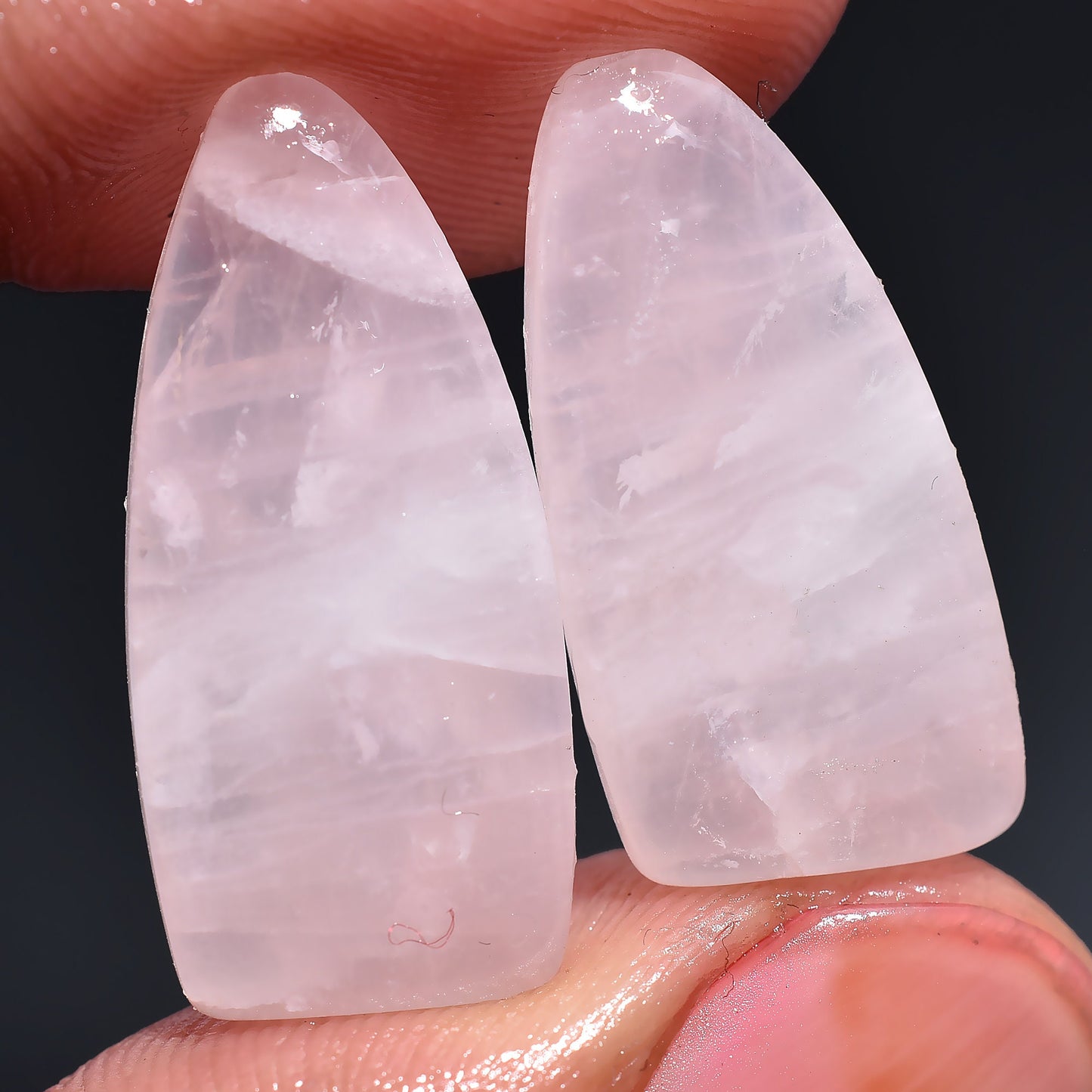 Pink Quartz Stone – Matching Rose Quartz Cabochon Pairs