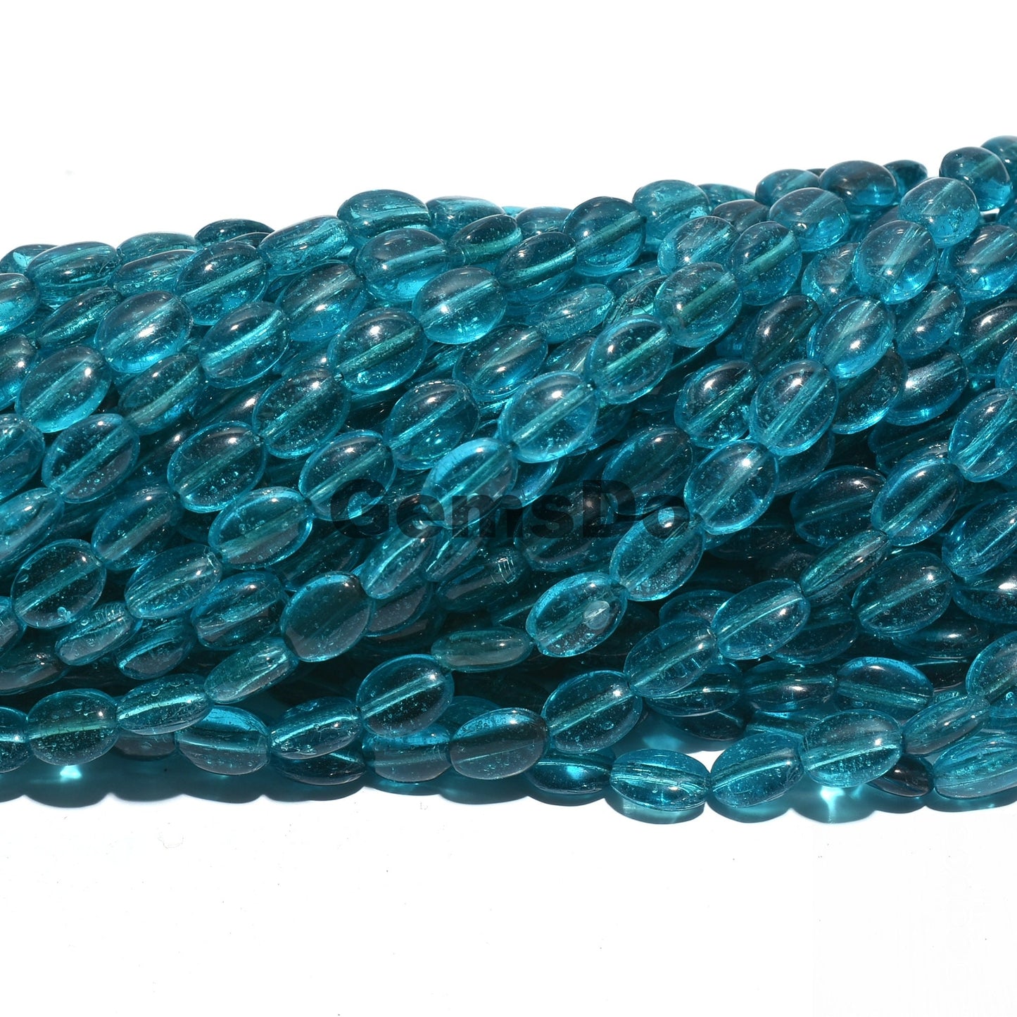 Neon Apatite Hydro Quartz Beads - Smooth Oval Gemstone Strand, 39 Carat