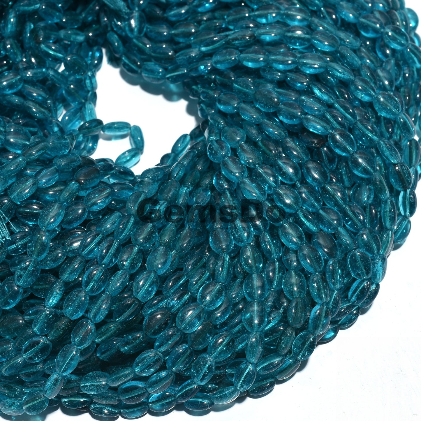 Neon Apatite Hydro Quartz Beads - Smooth Oval Gemstone Strand, 39 Carat