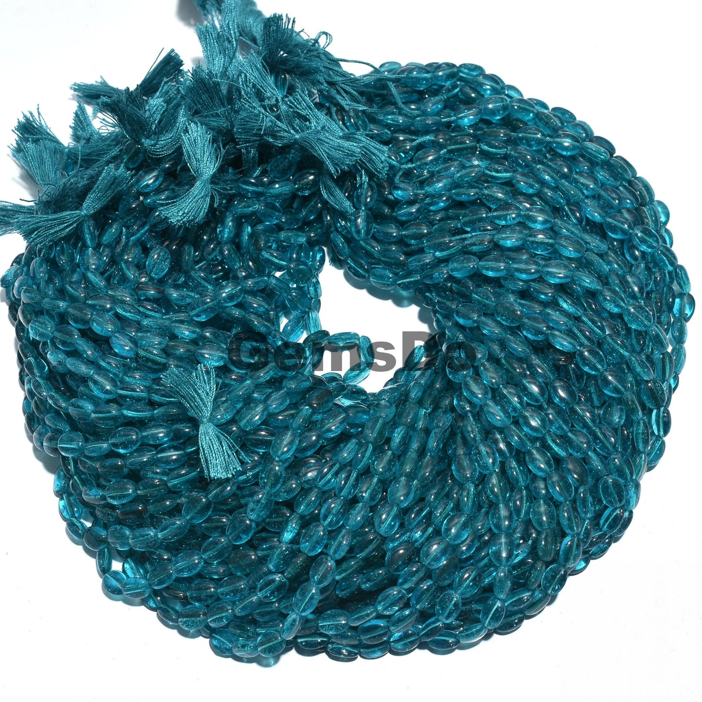 Neon Apatite Hydro Quartz Beads - Smooth Oval Gemstone Strand, 39 Carat