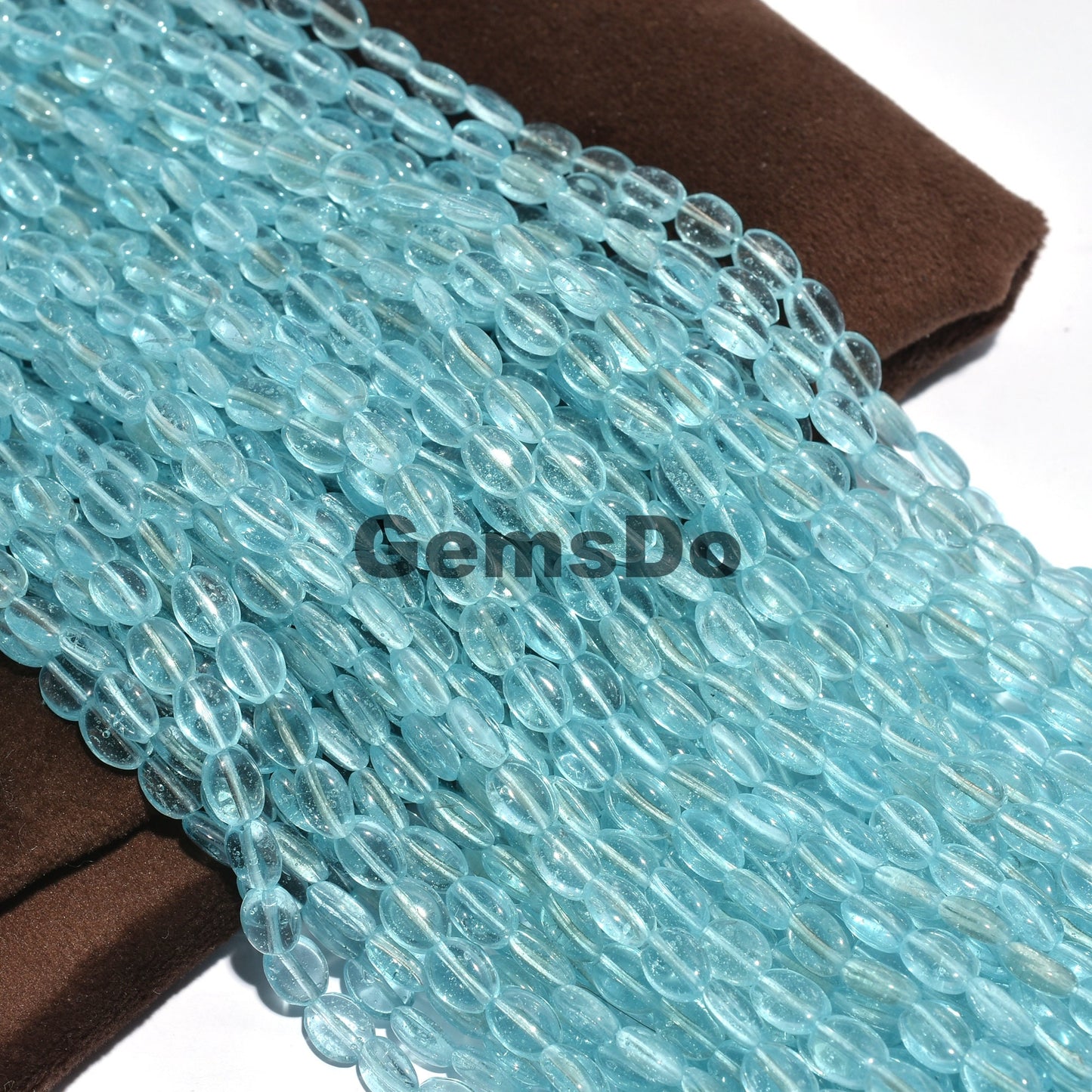 Aquamarine Hydro Quartz Beads - Smooth Oval Gemstone Strand, 40 Carat