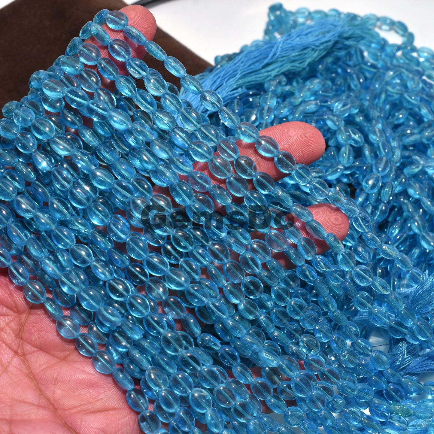 Blue Topaz Quartz Oval Shape Beads Strand, Blue Color Gemstone Beads