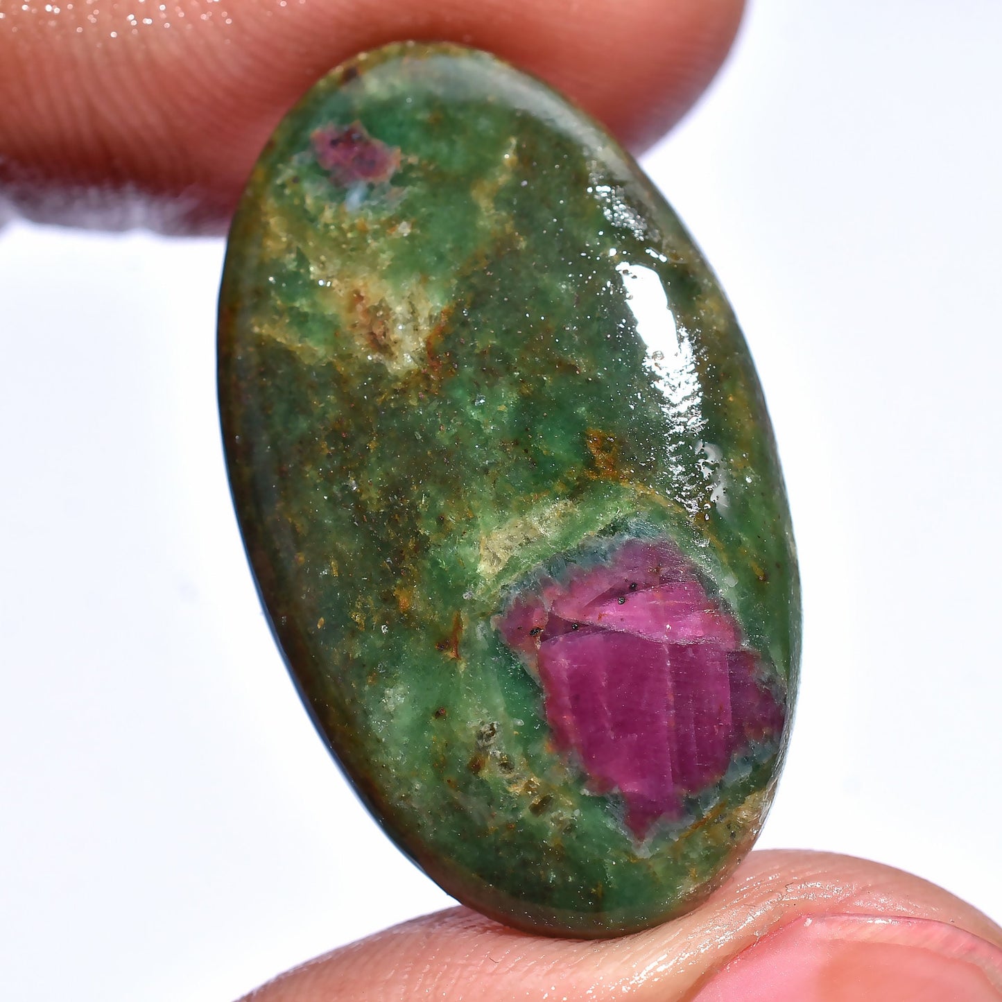 100% Natural Ruby Fuchsite Cabochon - Oval Shape & Smooth Gemstones