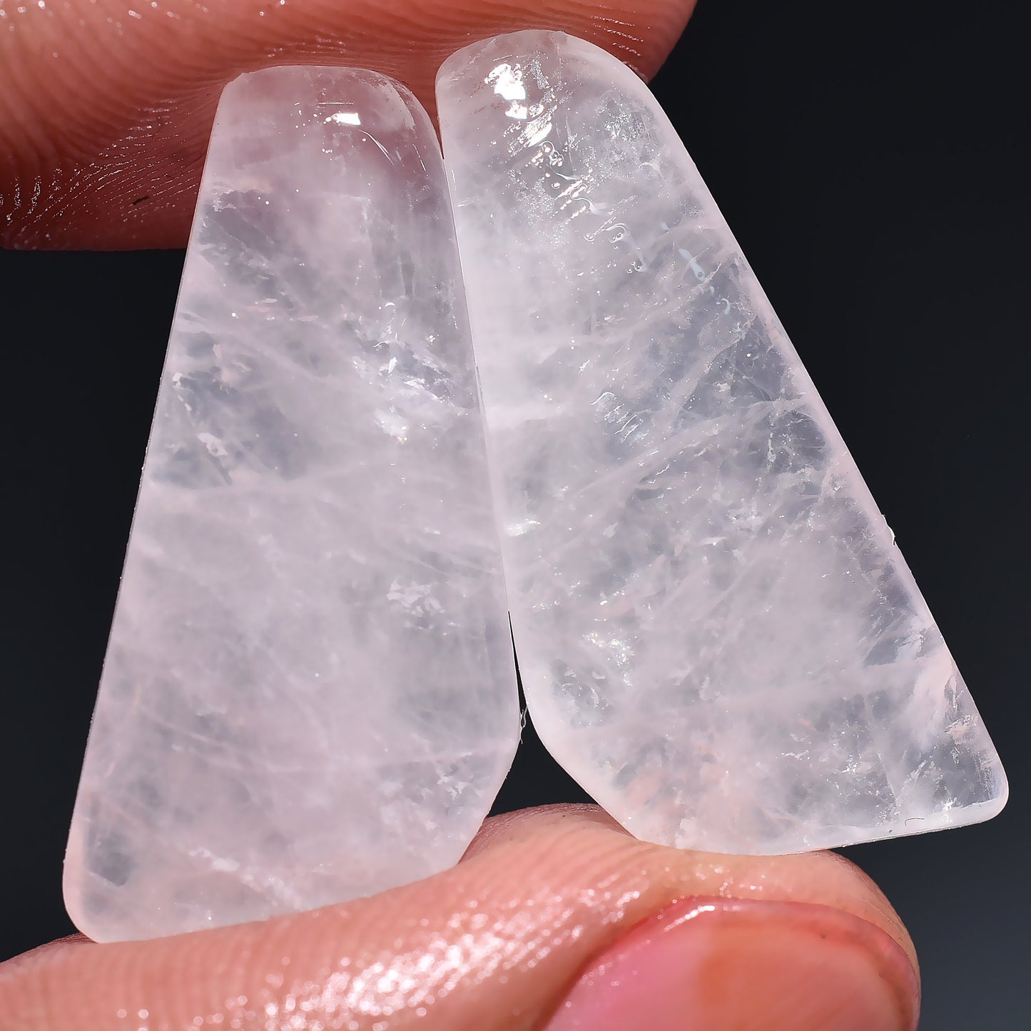 Pink Quartz Stone – Matching Rose Quartz Cabochon Pairs