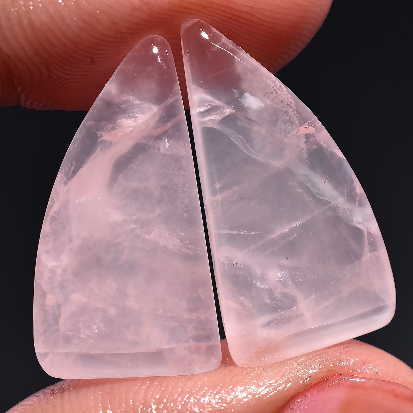 Pink Quartz Stone – Matching Rose Quartz Cabochon Pairs