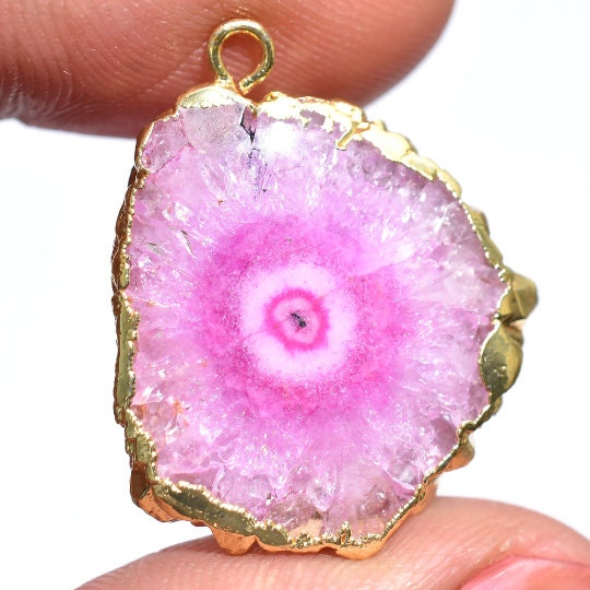 Solar Quartz Gold Electroplated Charm, Solar Quartz Gold Plated Single Bail, DIY Pendant, Solar Quartz Finding, Round Solar Druzy Charms