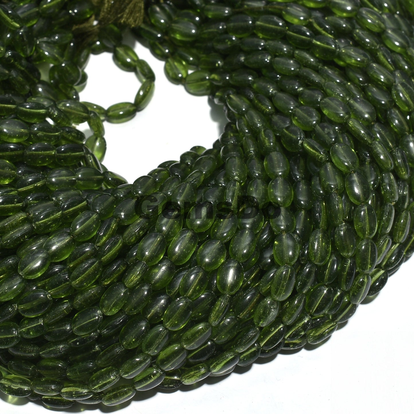 Green Quartz Hydro Beads - Smooth Oval Gemstone Strand, 43 Carat