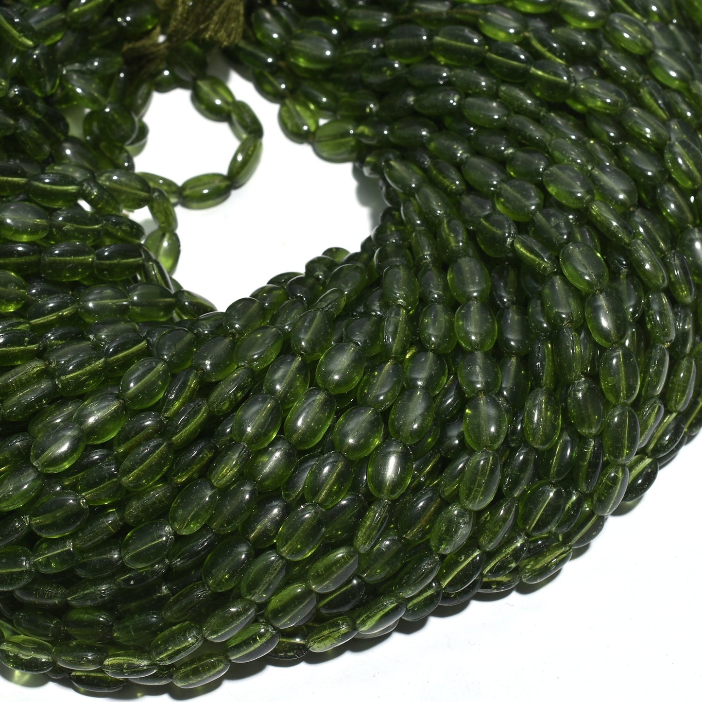 Green Quartz Hydro Beads - Smooth Oval Gemstone Strand, 43 Carat