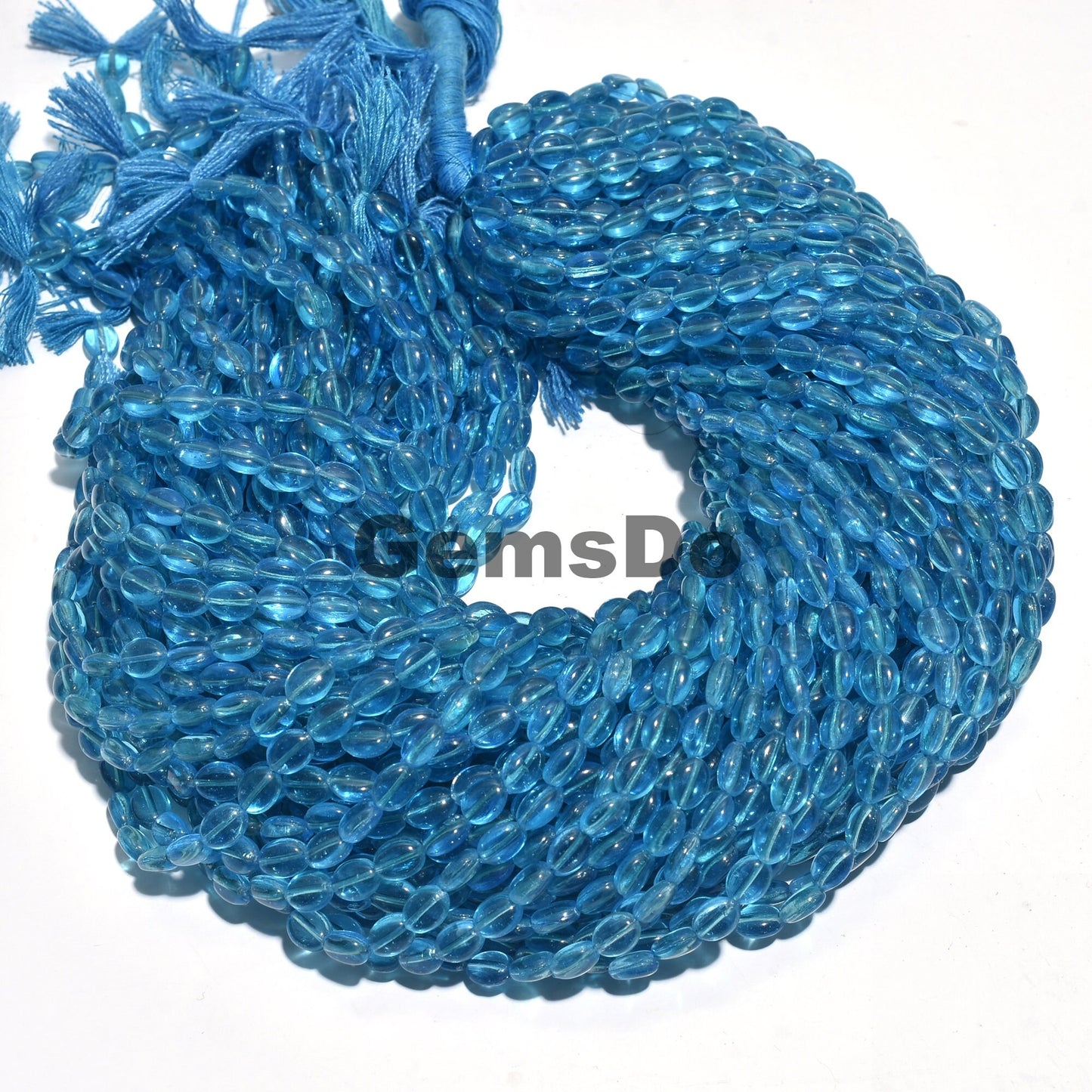 Blue Topaz Quartz Oval Shape Beads Strand, Blue Color Gemstone Beads