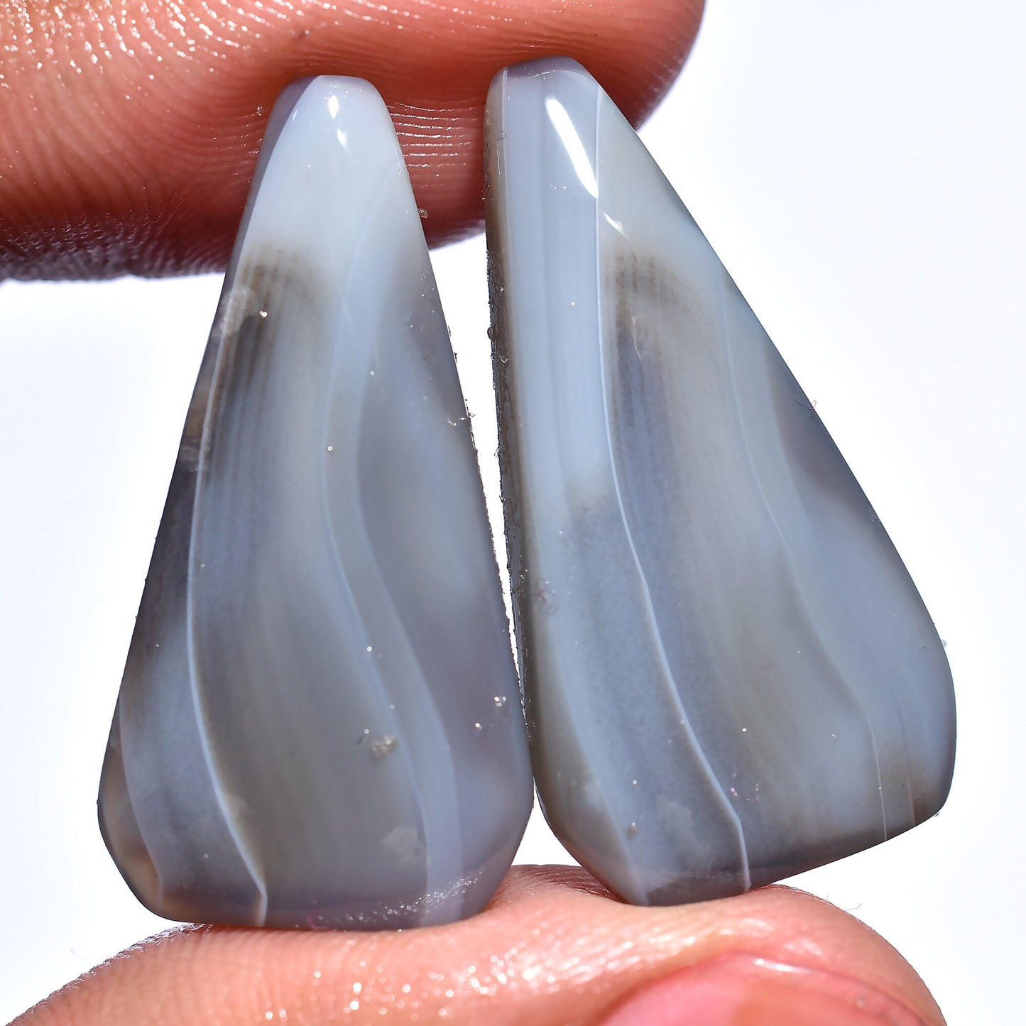 Natural Montana Agate Pair - Multi-Color Cabochon Loose Gemstones
