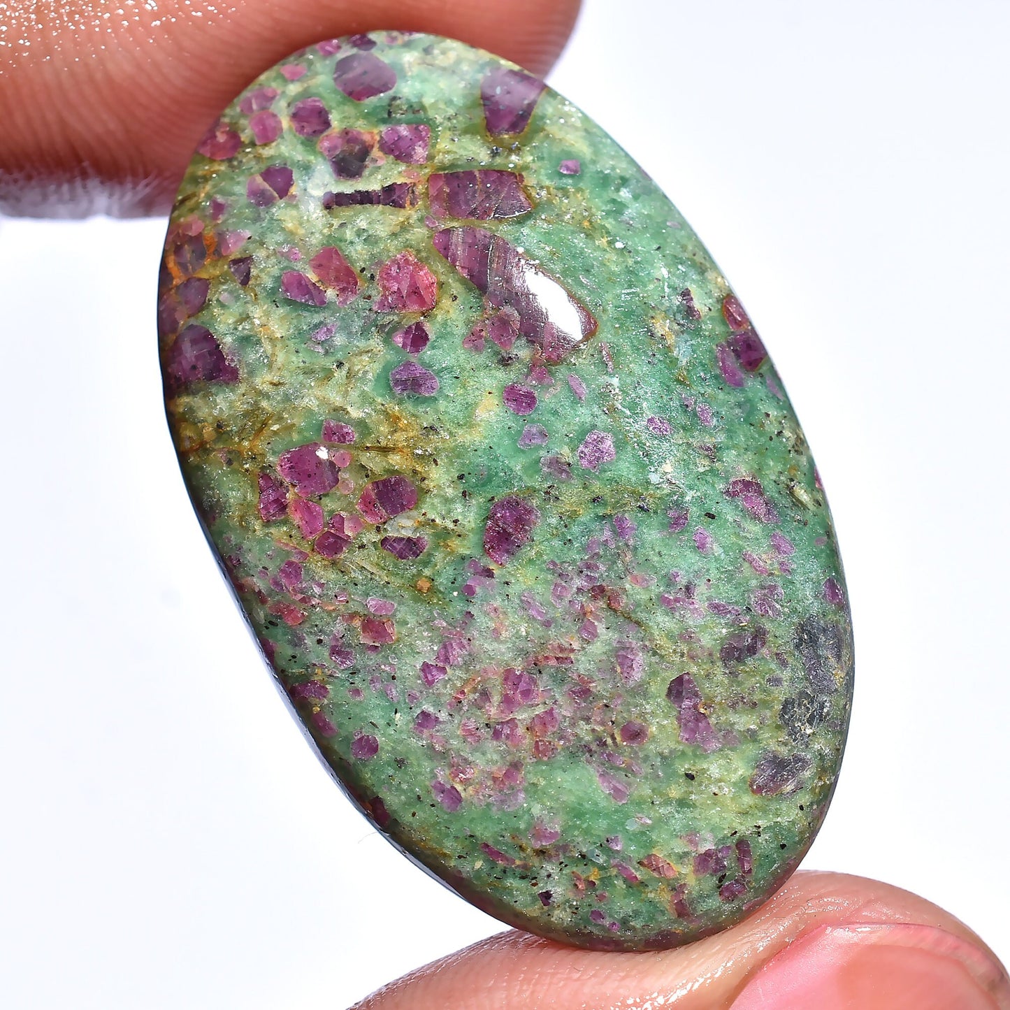 100% Natural Ruby Fuchsite Cabochon - Oval Shape & Smooth Gemstones