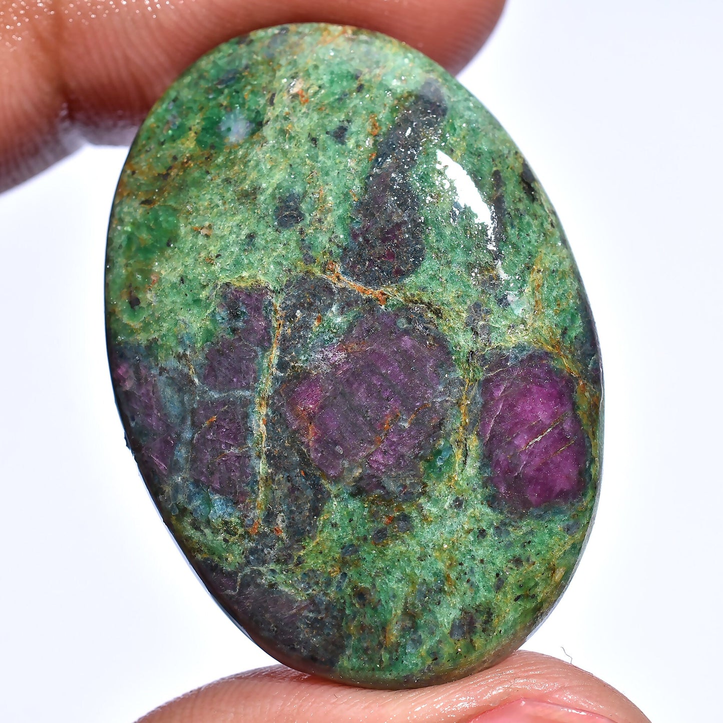 100% Natural Ruby Fuchsite Cabochon - Oval Shape & Smooth Gemstones