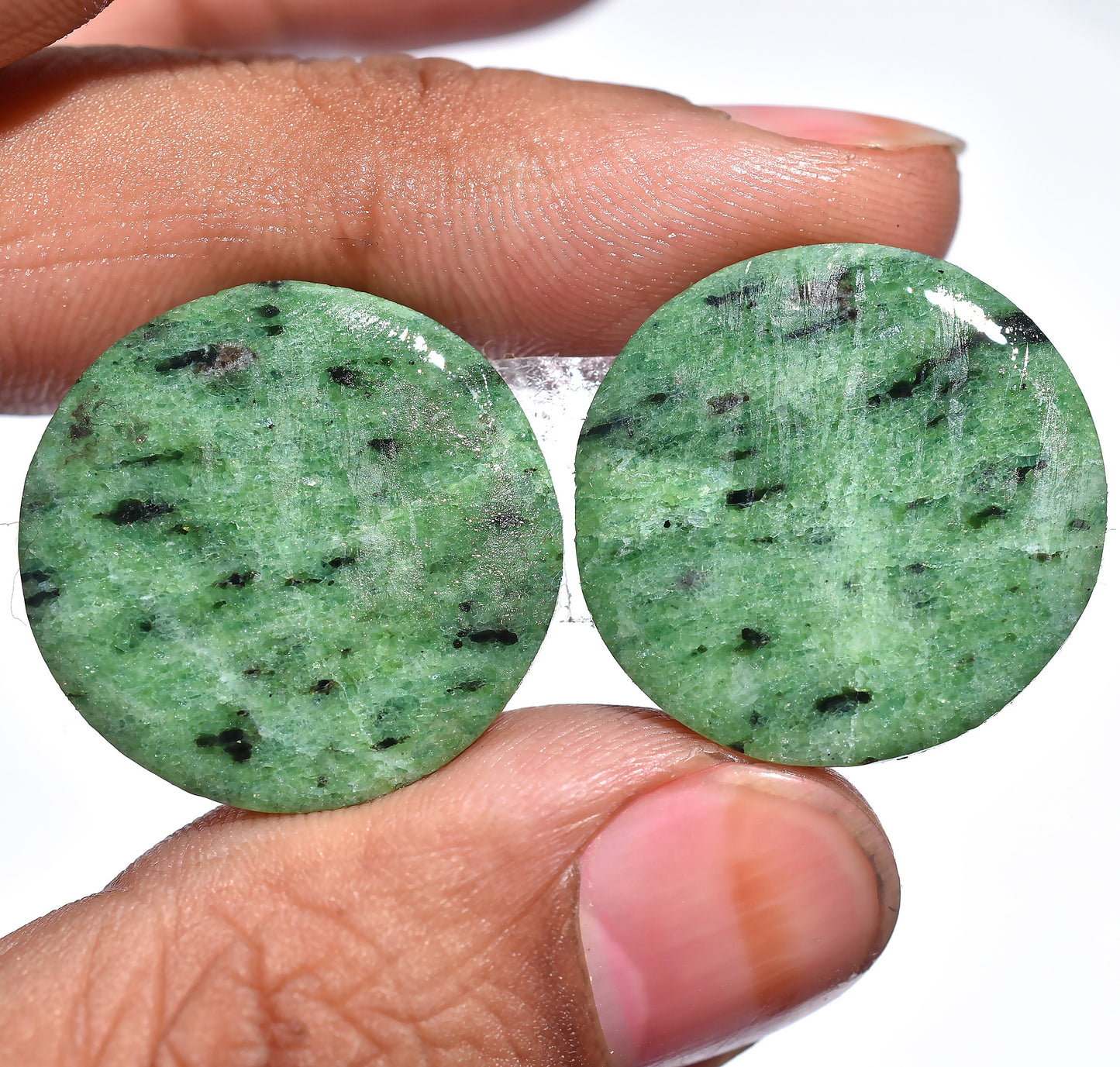 Unique Beautiful Matched Pair - Ruby Zoisite Gemstone, Pear Shape Cabochons for DIY Jewelry Making