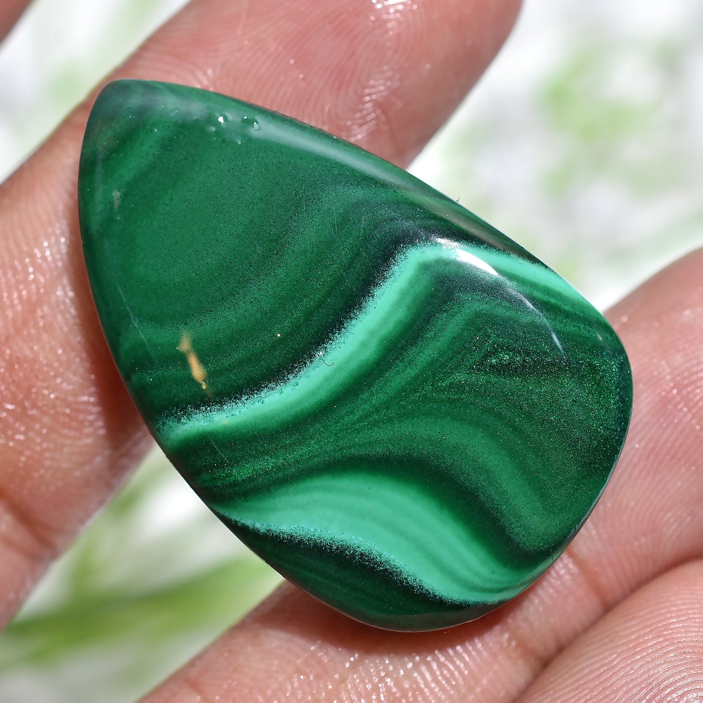 Designer Malachite Cabochon - Pear Green Malachite for Custom Pendants and Gem Gifts