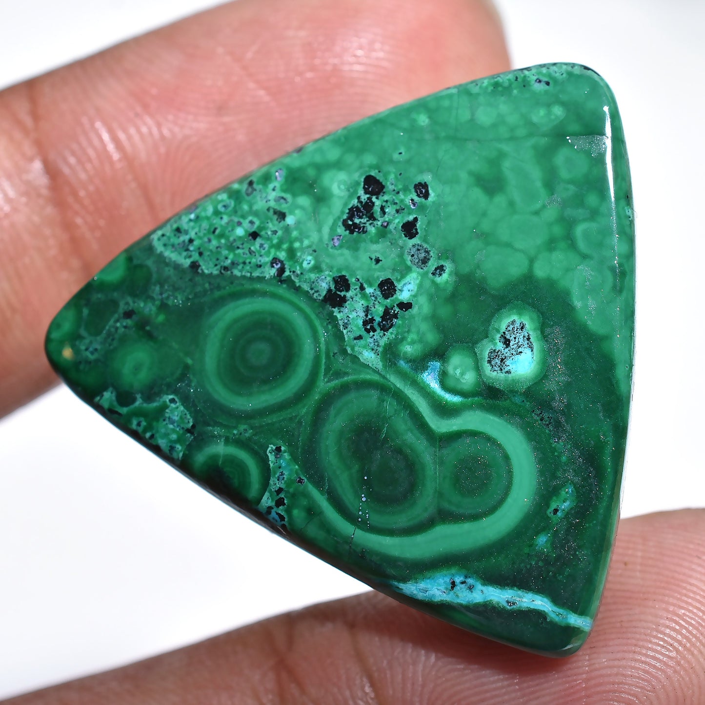 Trillion Cut Malachite Cabochon, High-Quality Malachite Loose Wholesale Gemstone, Smooth Flat Back Loose Gemstone for Custom Jewelry Gifts