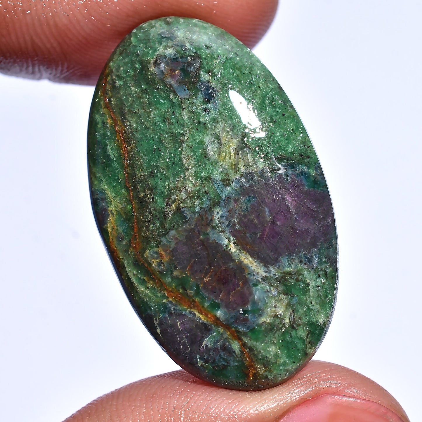 Natural Ruby Fuchsite Cabochons - Oval & Pear Shaped Polished Gemstones for Jewelry