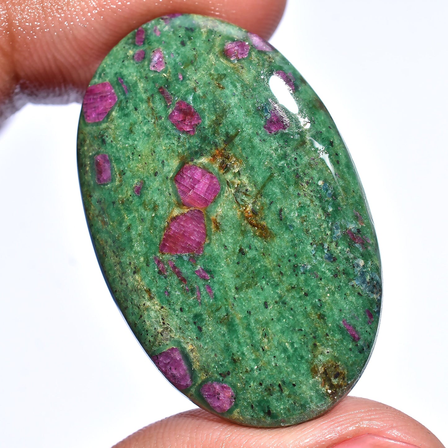 Natural Ruby Fuchsite Cabochons - Oval & Pear Shaped Polished Gemstones for Jewelry