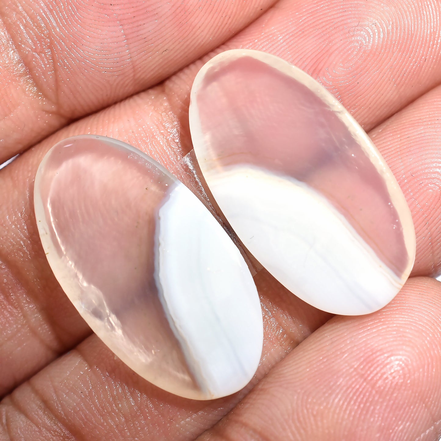 Orange Banded Agate Earrings Pair - Oval Shape, Matched Agate Stones Earrings