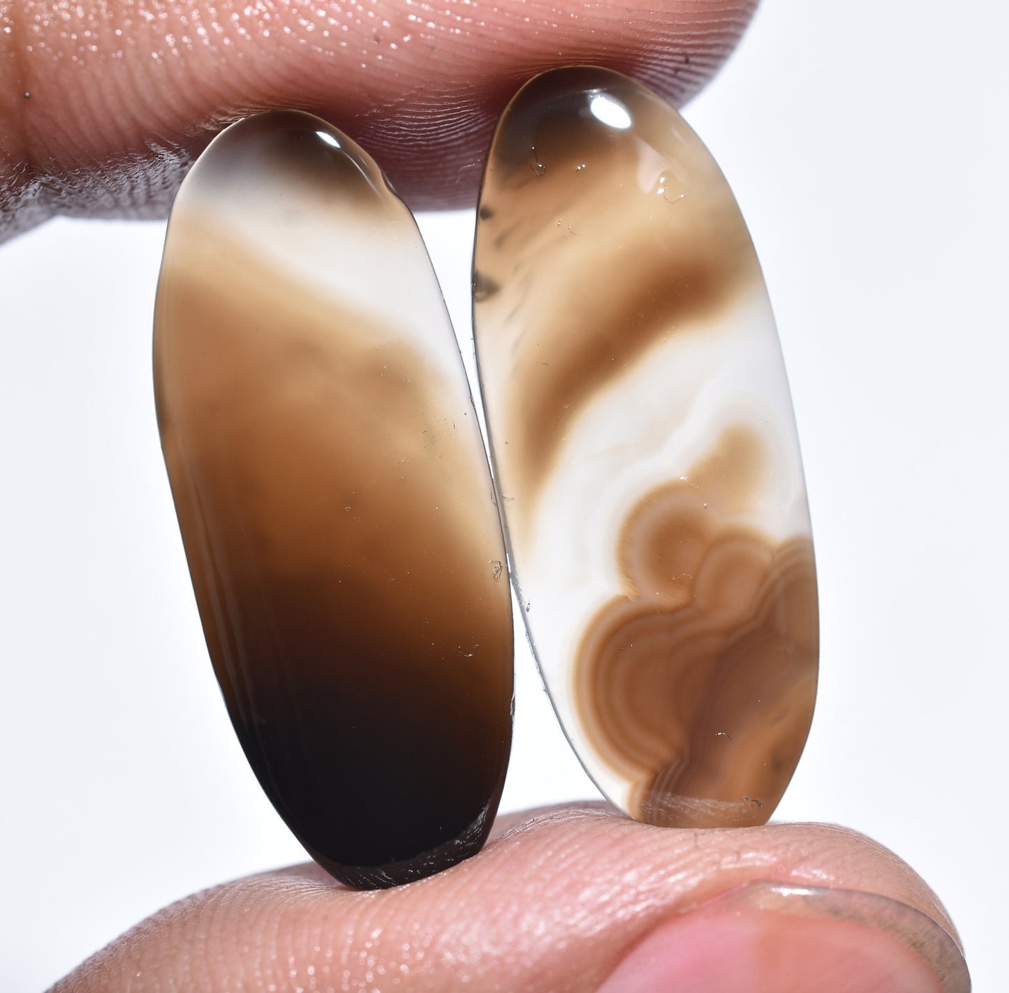 Montana Agate Pair - Oval Shape Flat Back Gemstone Earrings Pair for Pendant Making