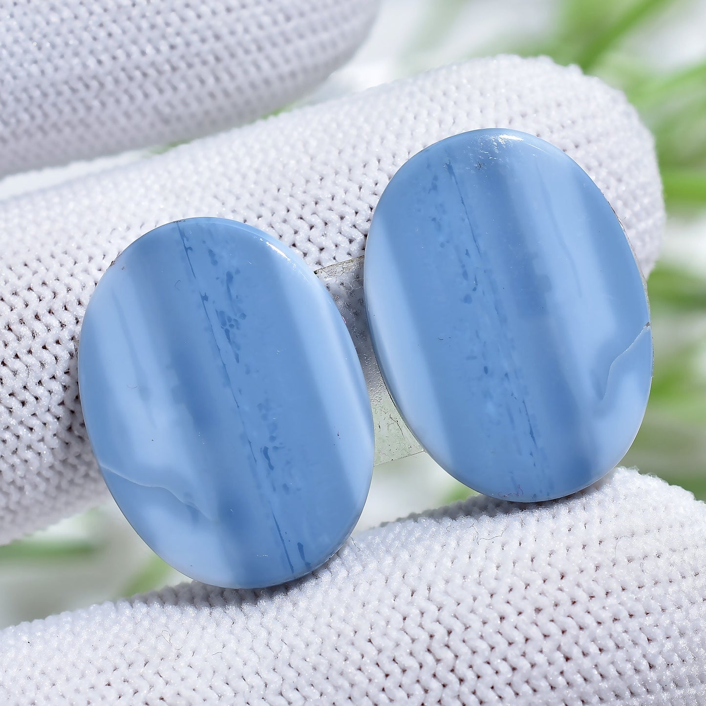 Unique Blue Opal Earrings Pair – Mixed Shape Opal Matching Cabochon Pair