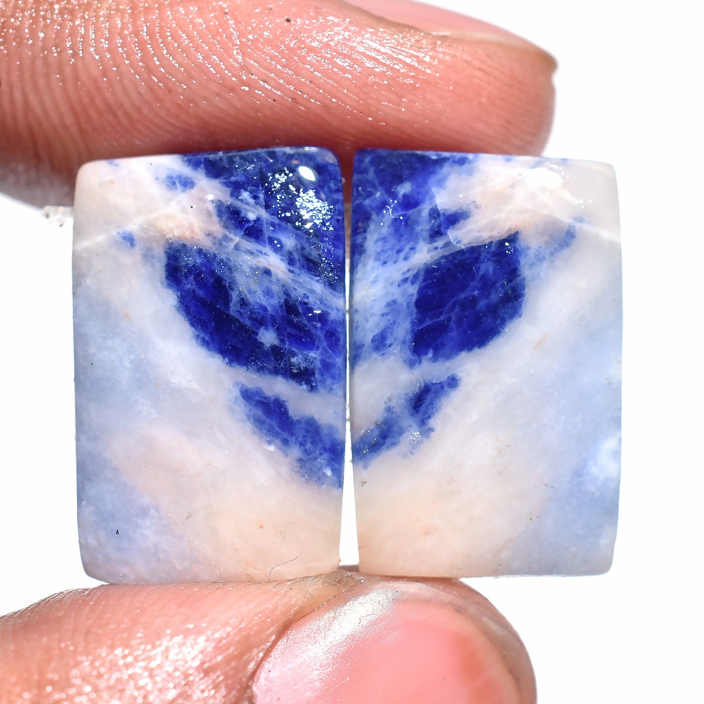 Sodalite Rectangle Loose Pair – Matched Fancy Cabochons for Earrings & Jewelry