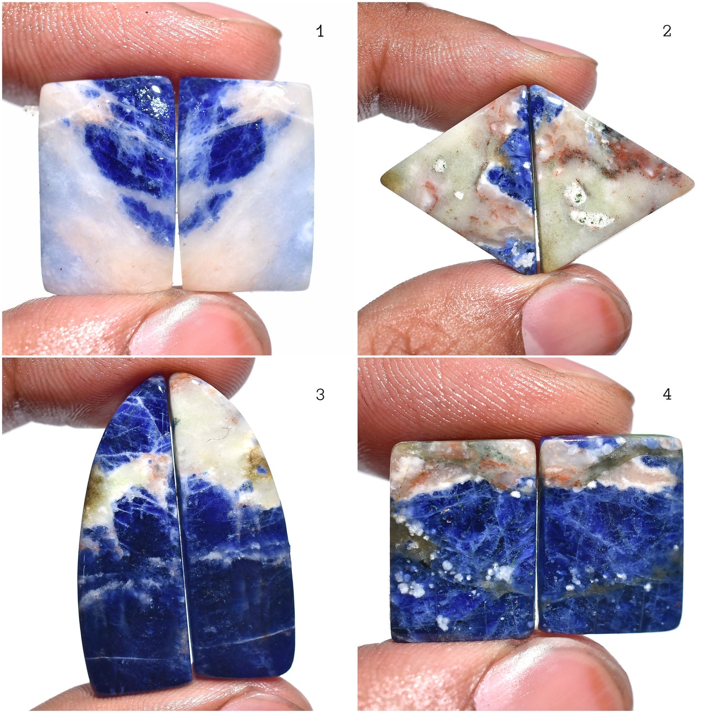 Sodalite Rectangle Loose Pair – Matched Fancy Cabochons for Earrings & Jewelry