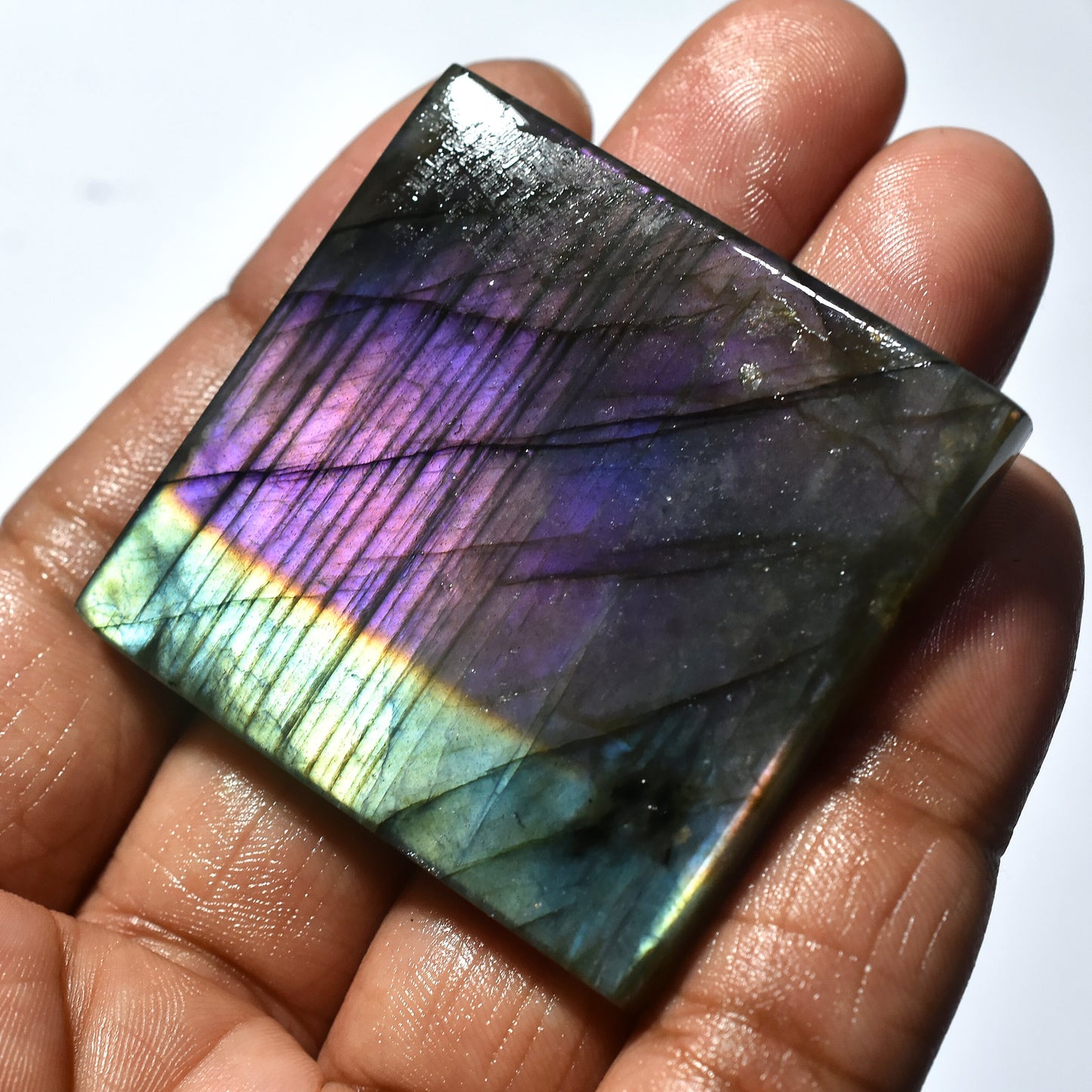 Purple-Multi Fire Labradorite Cabochon, Square Shape Big Labradorite, Purple Flash Gemstone for Crafters