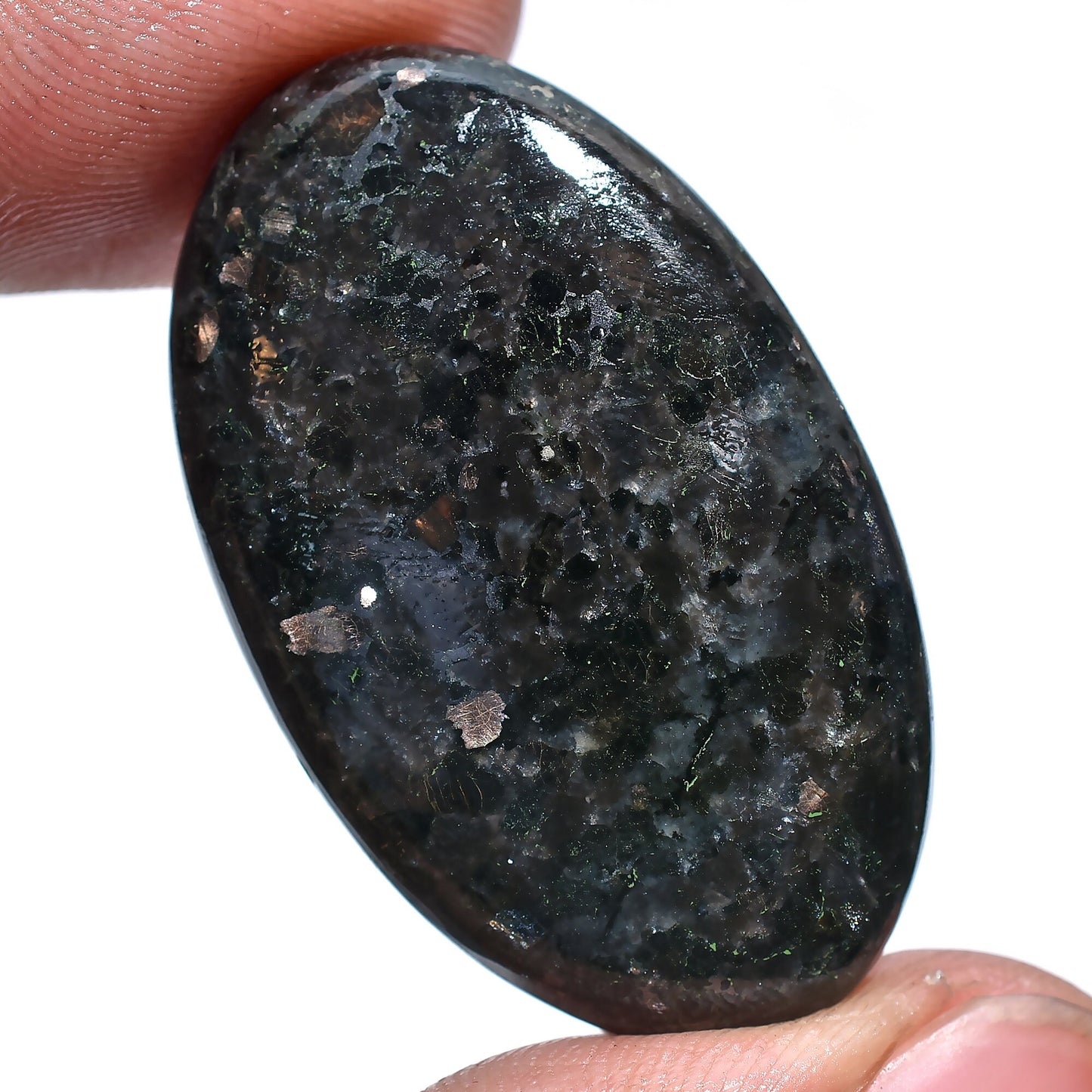 Top-Quality Nuummite Crystal Cabochon Lot - Golden Flashing Genuine Nuummite Stone