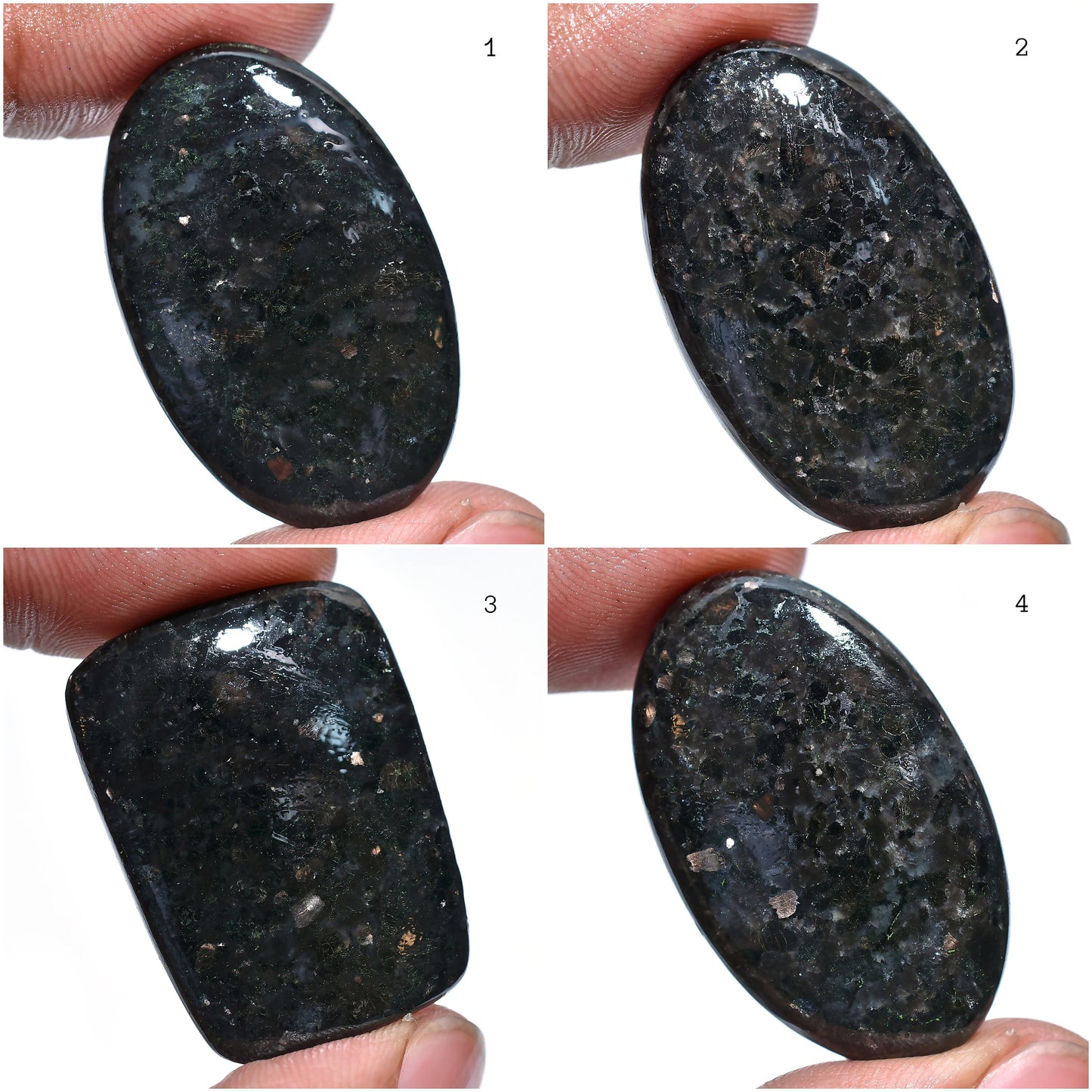 Top-Quality Nuummite Crystal Cabochon Lot - Golden Flashing Genuine Nuummite Stone