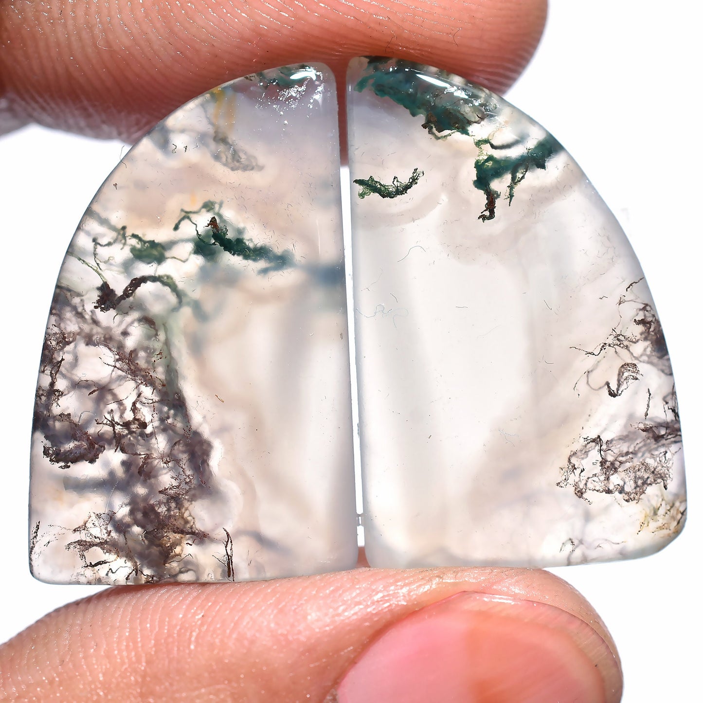 Moss Agate Earring Pair - Fancy Shape Crystal Gemstone Pair for Custom Earrings at Wholesale Price