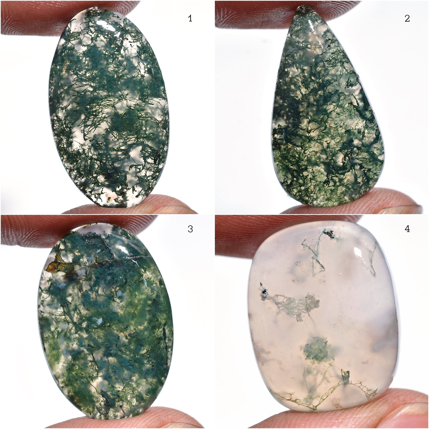 Natural Moss Agate Cabochon - Wholesale Oval & Pear Shaped Gemstones