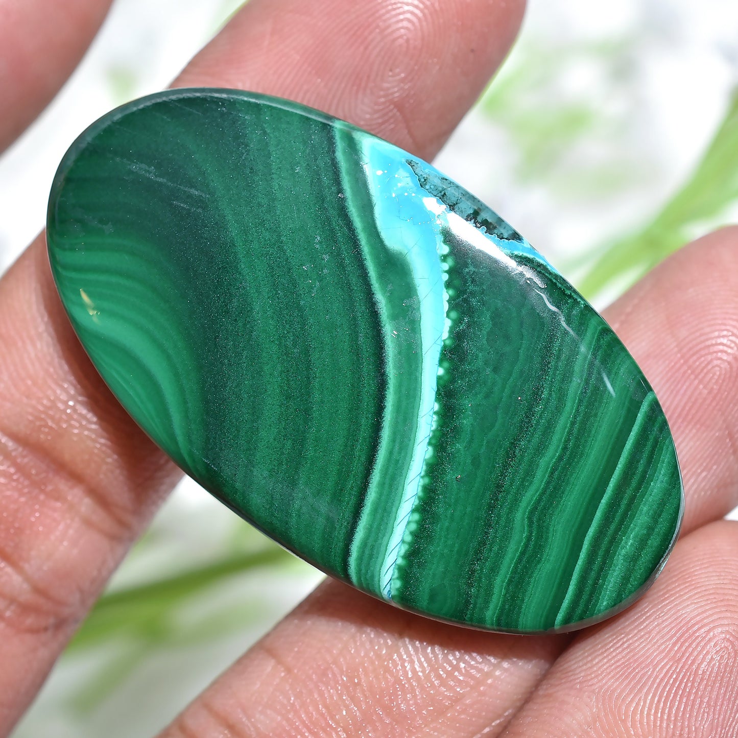AAA Quality Natural Green Malachite Loose Gemstone - Oval Cabochon