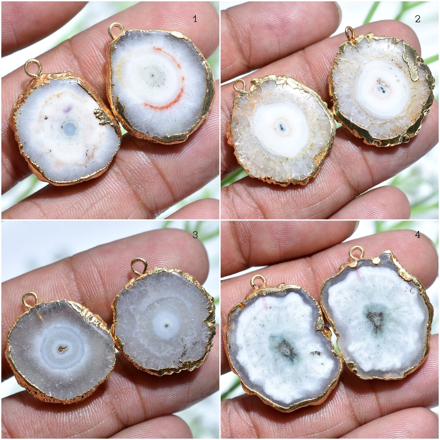 DIY Geode Earrings - Electroplated Gold-Plated Druzy Connector Pair
