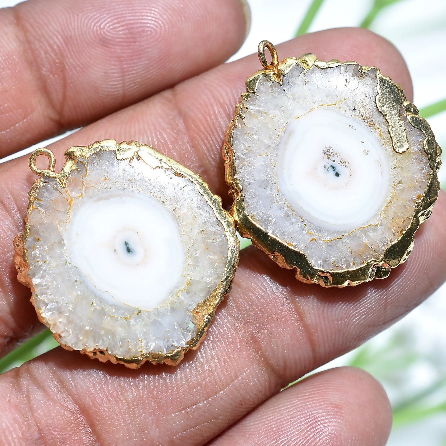 DIY Geode Earrings - Electroplated Gold-Plated Druzy Connector Pair