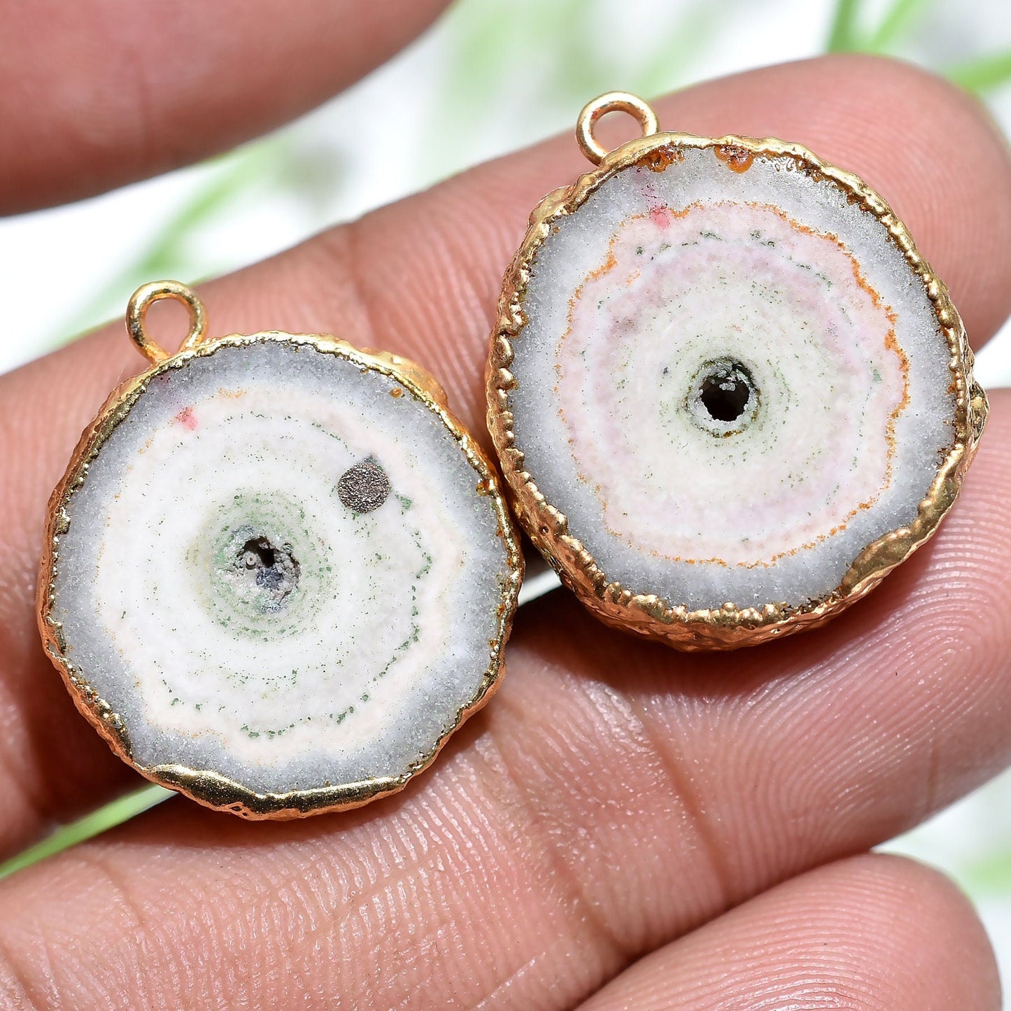Grey Solar Quartz Earring Pair – Gold Electroplated Matching Pair for Women