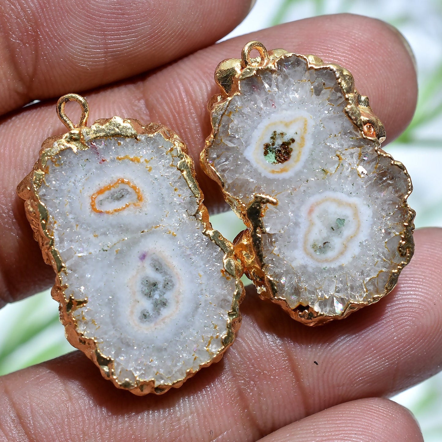 Grey Solar Quartz Earring Pair – Gold Electroplated Matching Pair for Women