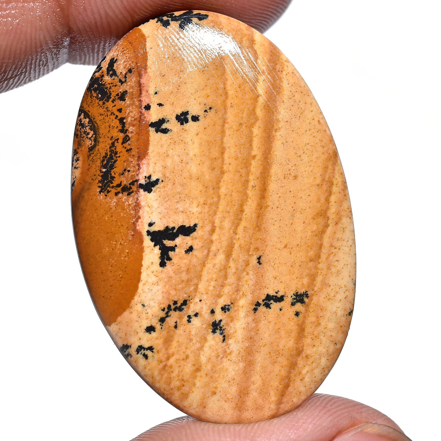 Amazing Oval Picture Jasper Cabochon - Pear-Shaped Polished Gemstone Healing Crystal