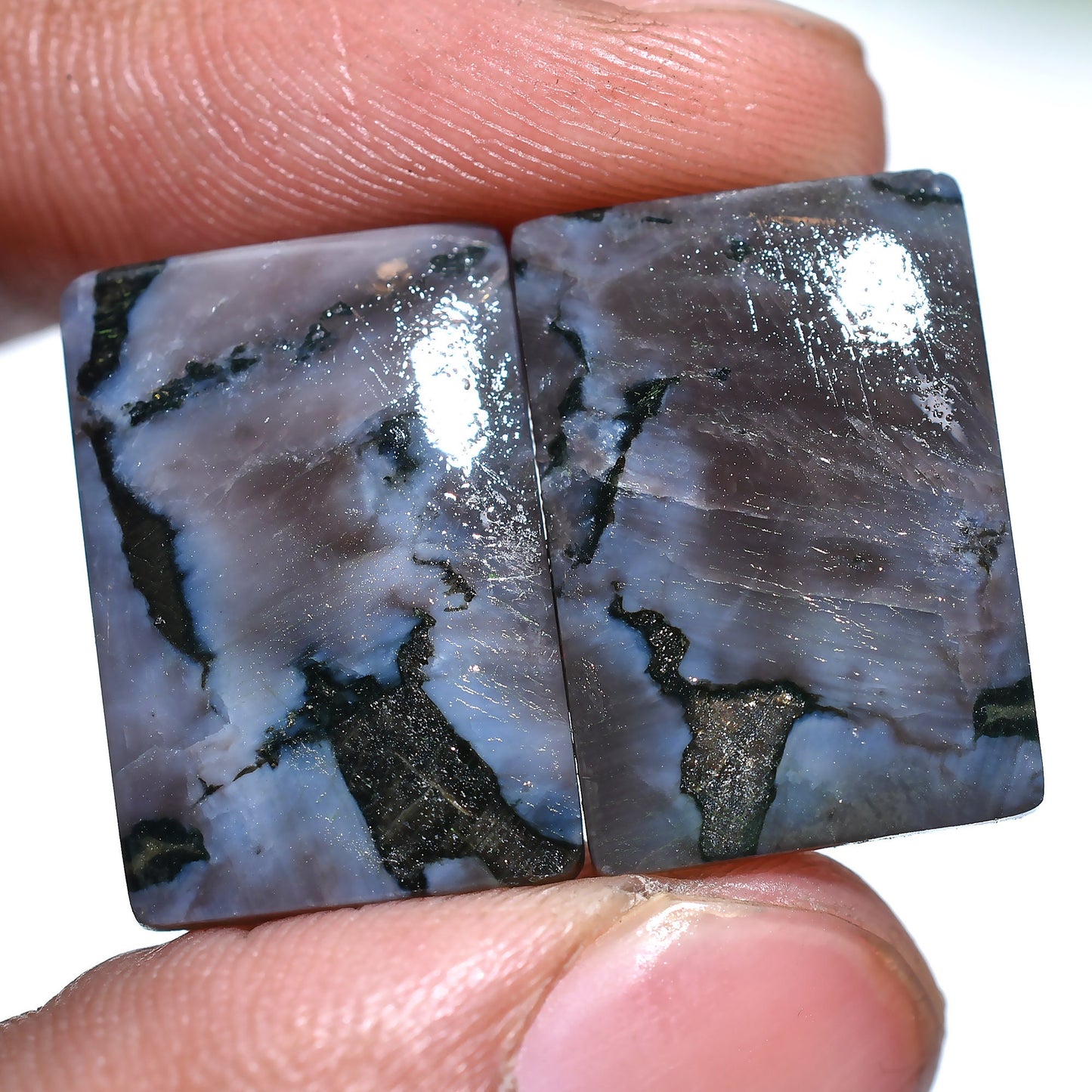 Elegant Larvikite Rectangle Pair Gemstones – Natural Healing Stones