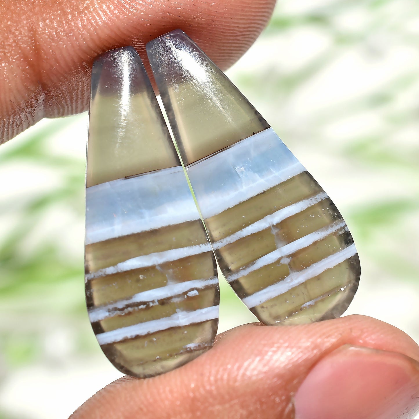 Stunning Blue Opal Cabochons Pair – Fancy Owyhee Opal Pair for Handmade Jewelry