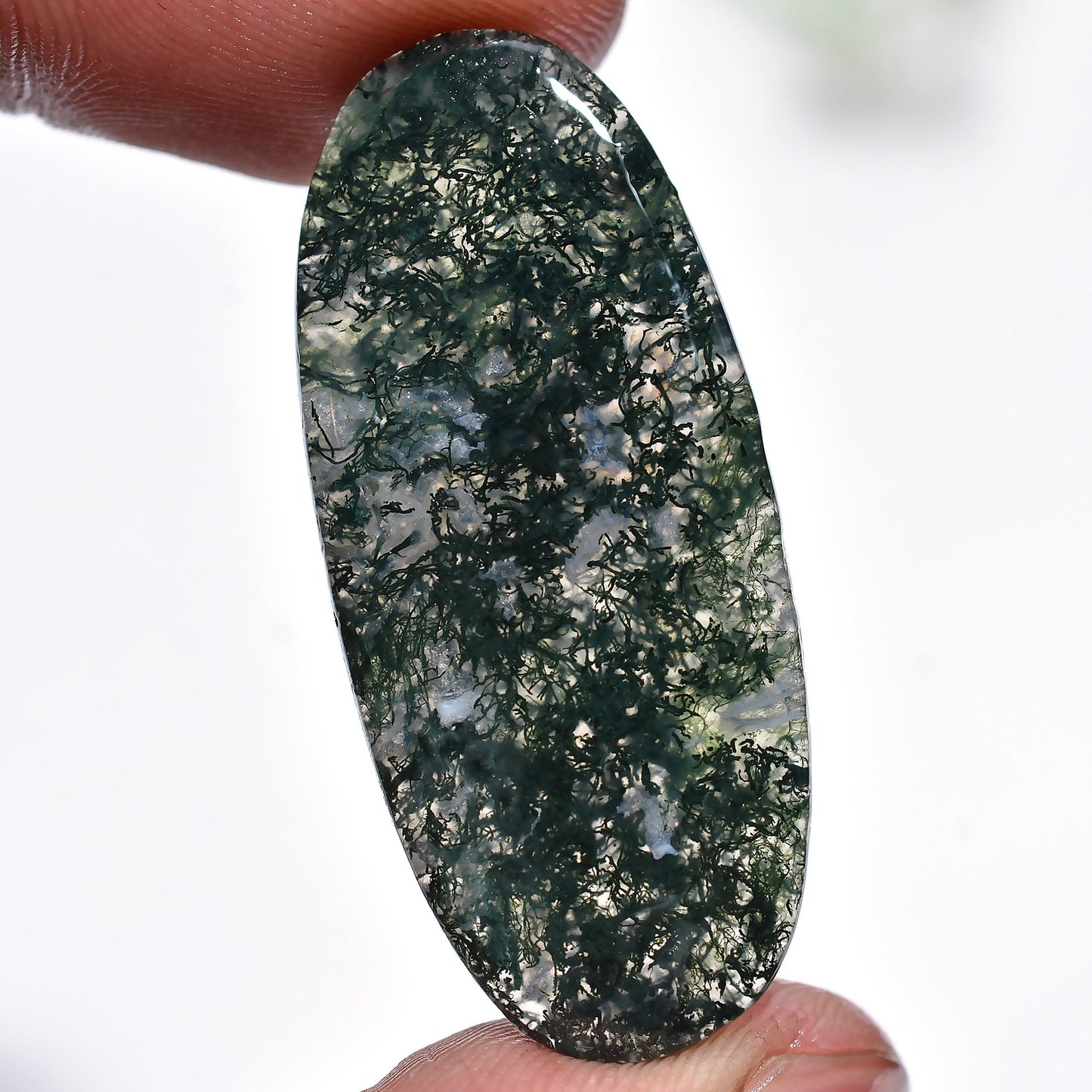 Green Moss Agate Cabochon - Natural Gemstone for Wire-Wrapped Pendants