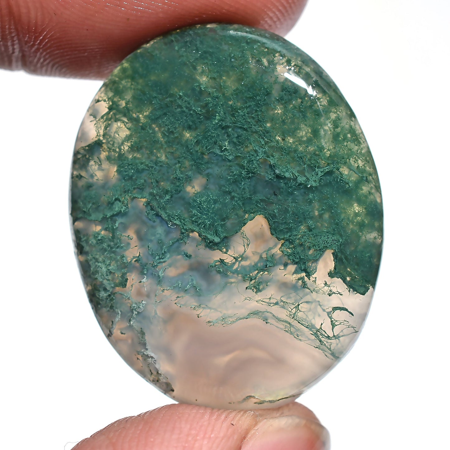 Genuine Moss Agate Cabochon - Natural Agate Loose Stone for Jewelry Making
