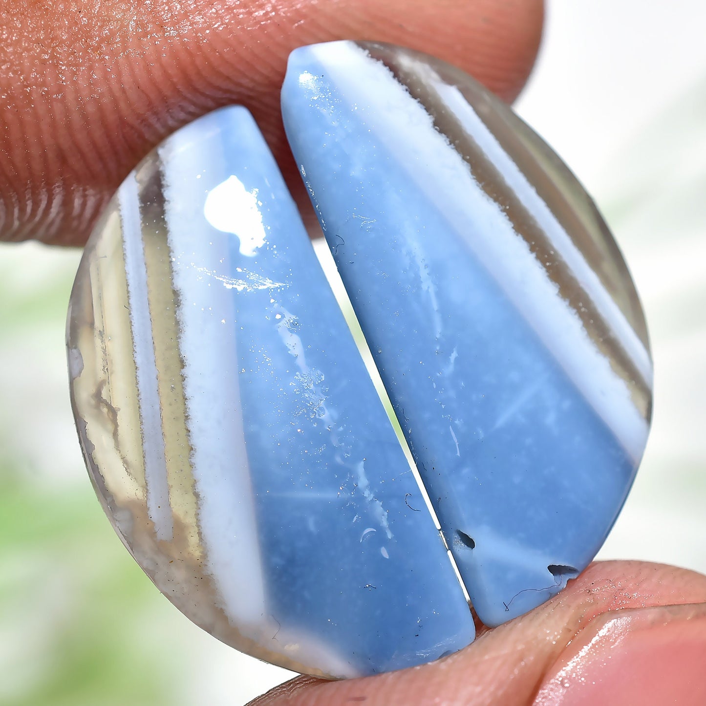 Crystal Blue Opal Earrings - Matched Pair Blue Opal Cabochon Gift for Her