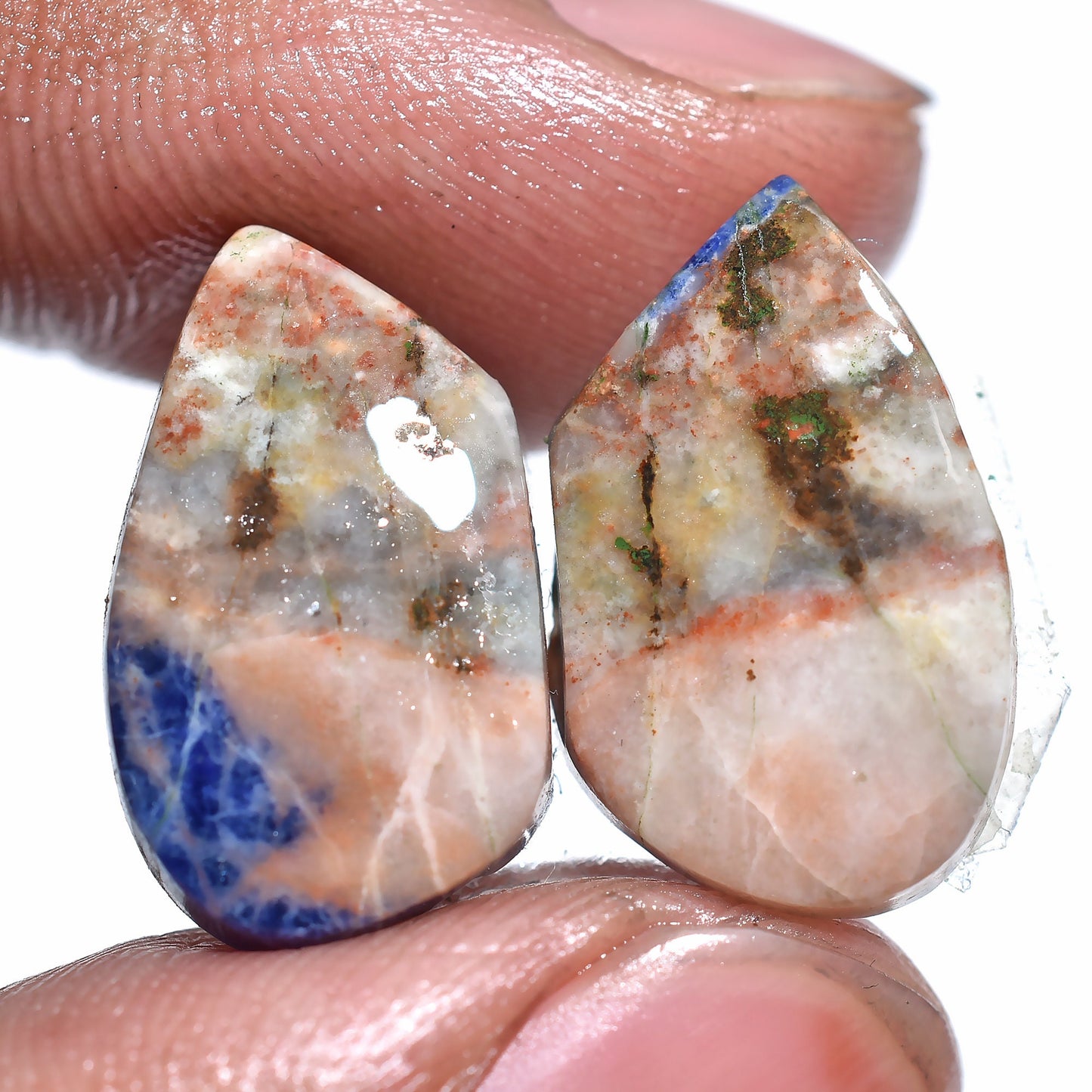 Blue Sodalite Earrings Pair - Fancy Shaped Sodalite Cabochons for Jewelry Making