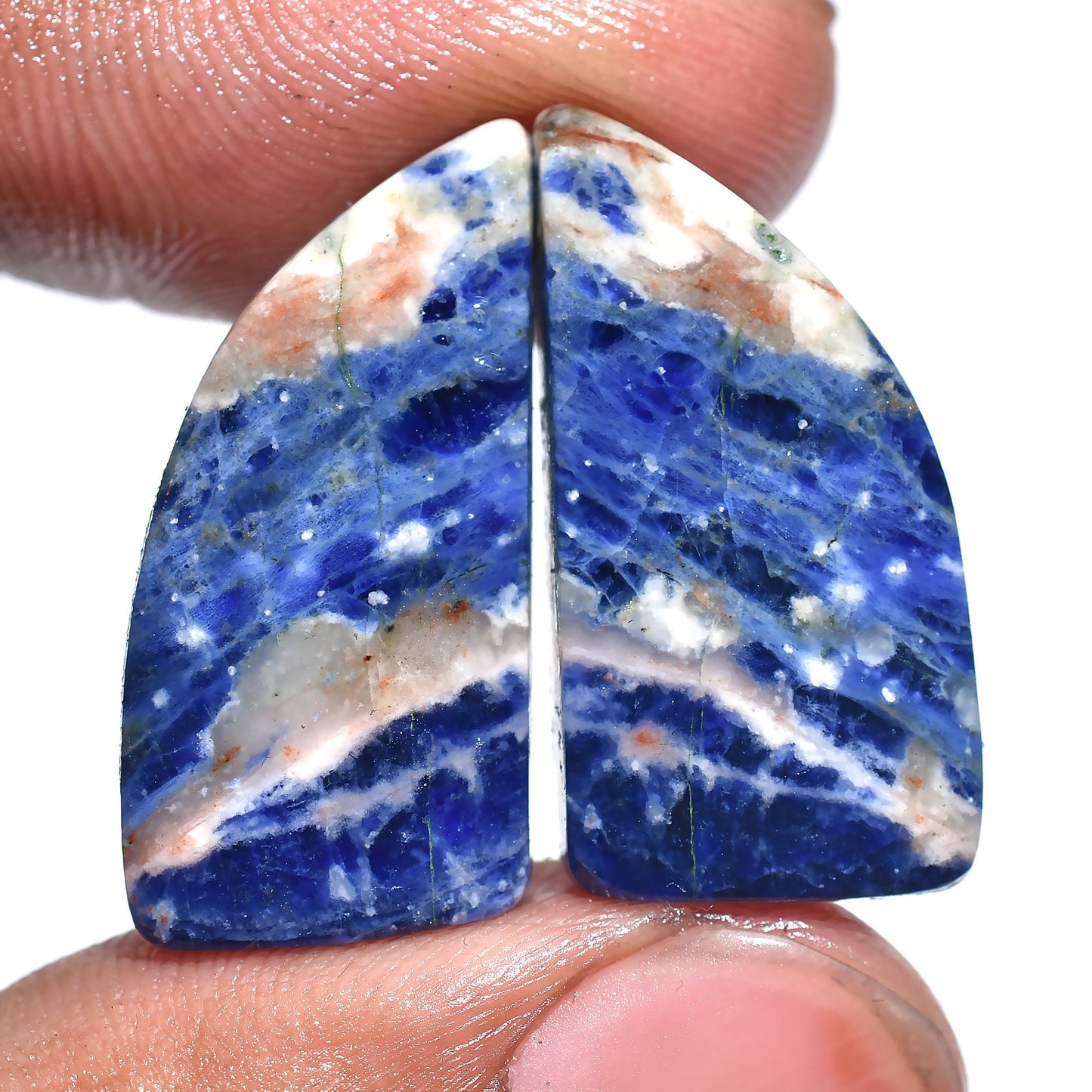 Blue Sodalite Earrings Pair - Fancy Shaped Sodalite Cabochons for Jewelry Making