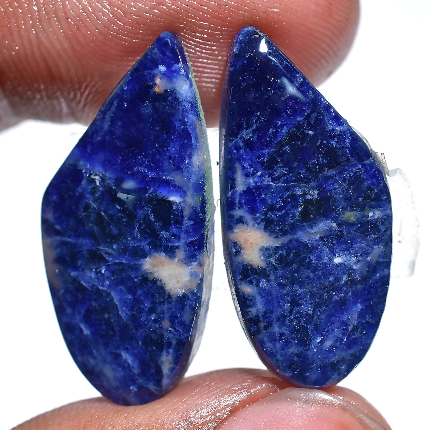 Blue Sodalite Earrings Pair - Fancy Shaped Sodalite Cabochons for Jewelry Making