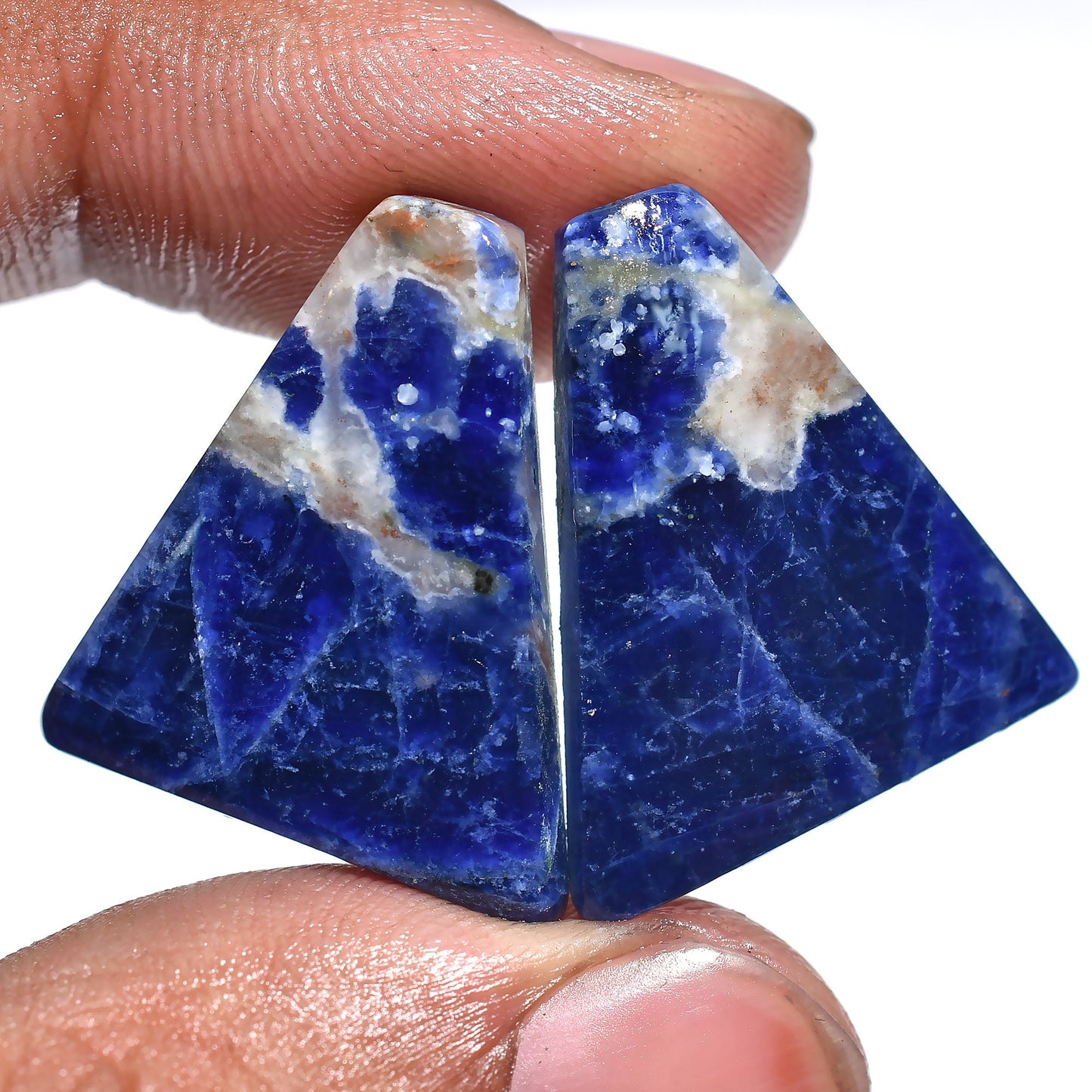 Blue Sodalite Earrings Pair - Fancy Shaped Sodalite Cabochons for Jewelry Making